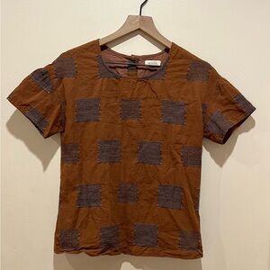 Roolee Dark Copper Brown Boxy Button Back Blouse Top - Women’s Size XXS